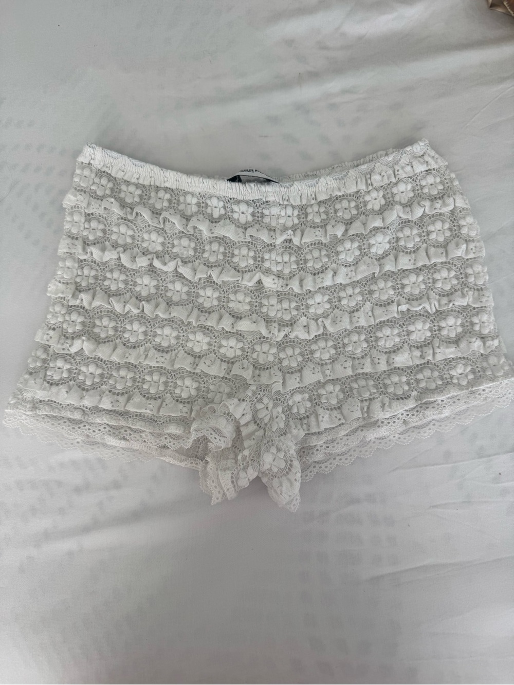 Princess Polly White Crochet Lace Ruffle Shorts